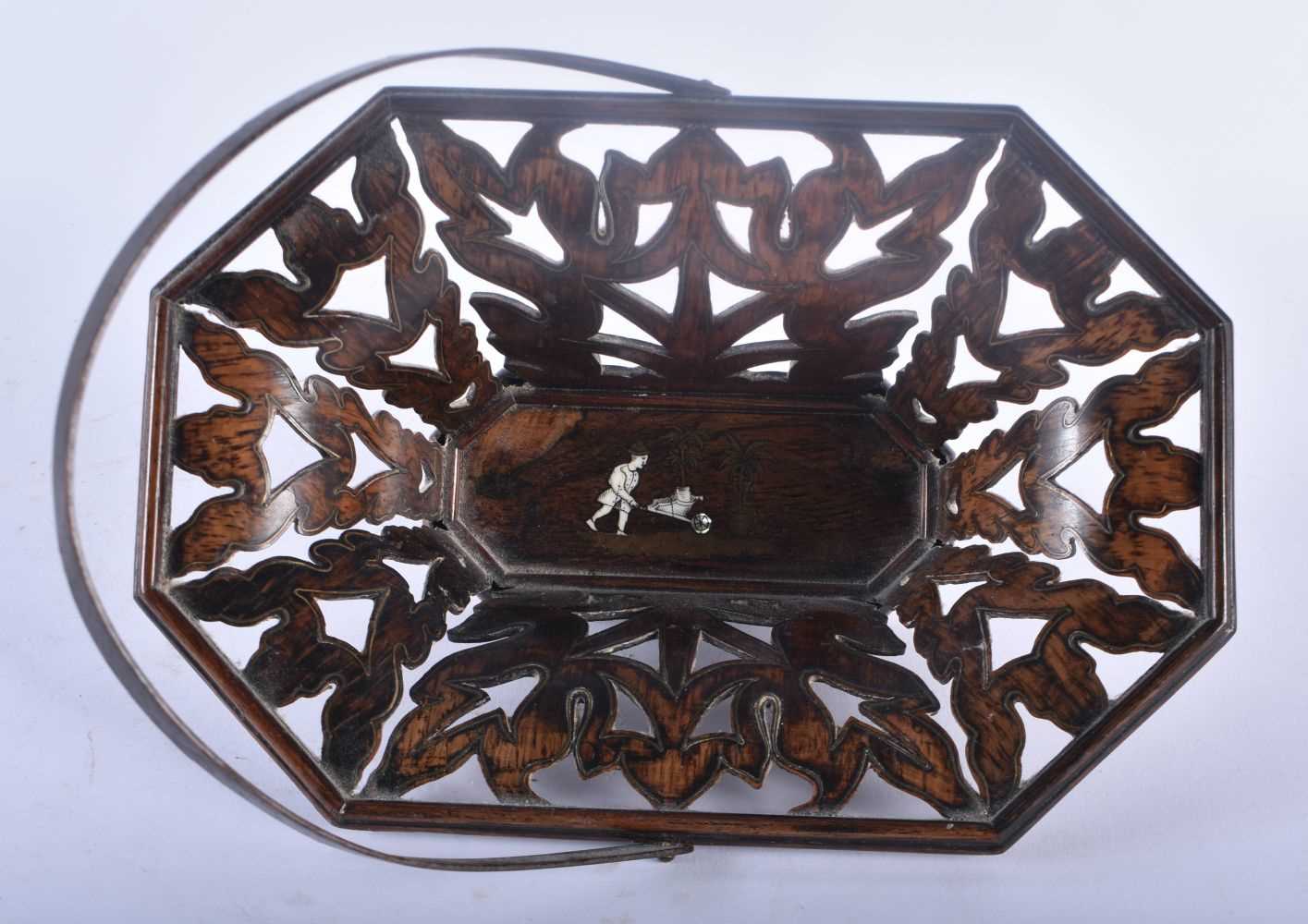 A RARE AND FINE 19TH CENTURY ANGLO INDIAN CARVED WOOD BASKET beautifully formed with wafer thin - Image 2 of 4