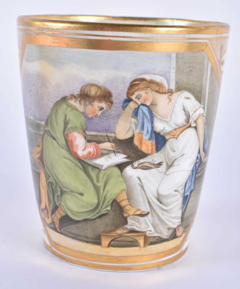 A good Chamberlains Worcester beaker painted with roses and a Chamberlain Worcester beaker with - Image 2 of 8