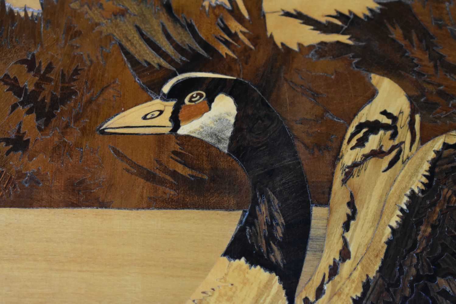 A marquetry panel of geese 63 x 47 cm. - Image 3 of 10