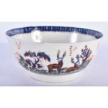 AN 18TH CENTURY LIVERPOOL SETH PENNINGTON TWO STAGS PATTERN SLOP BOWL. 12 cm diameter.