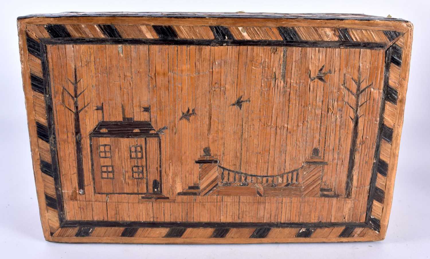 A COLLECTION OF THREE ANTIQUE PRISONER OF WAR EUROPEAN STRAW WORK BOX AND COVERS, one being a - Image 2 of 10