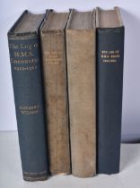 A collection from "The Log series" books HMS Ramillies,Flora and Victorious 3 x 19 x 13 cm. (4)