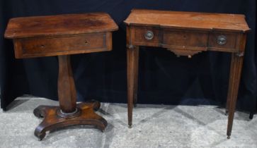 A Victorian one drawer Pedestal table together with an antique one drawer Hall Table 75 x 73 x 36 cm