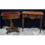 A Victorian one drawer Pedestal table together with an antique one drawer Hall Table 75 x 73 x 36 cm