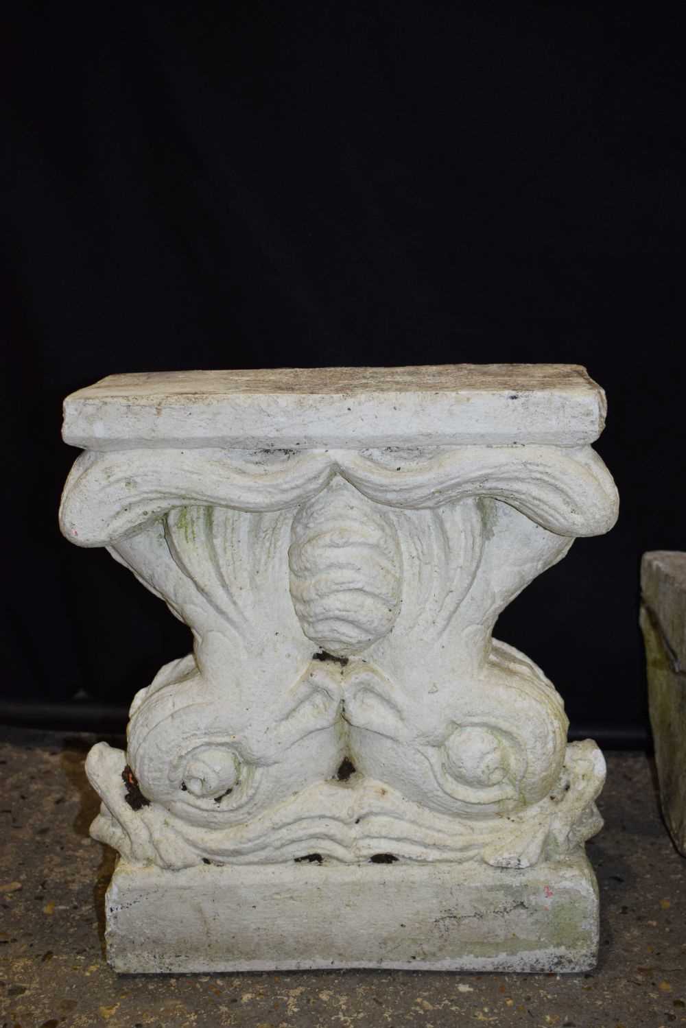 A pair of Italian Agostino Papini stone bench pillars together with a Conch shell water feature - Image 4 of 8