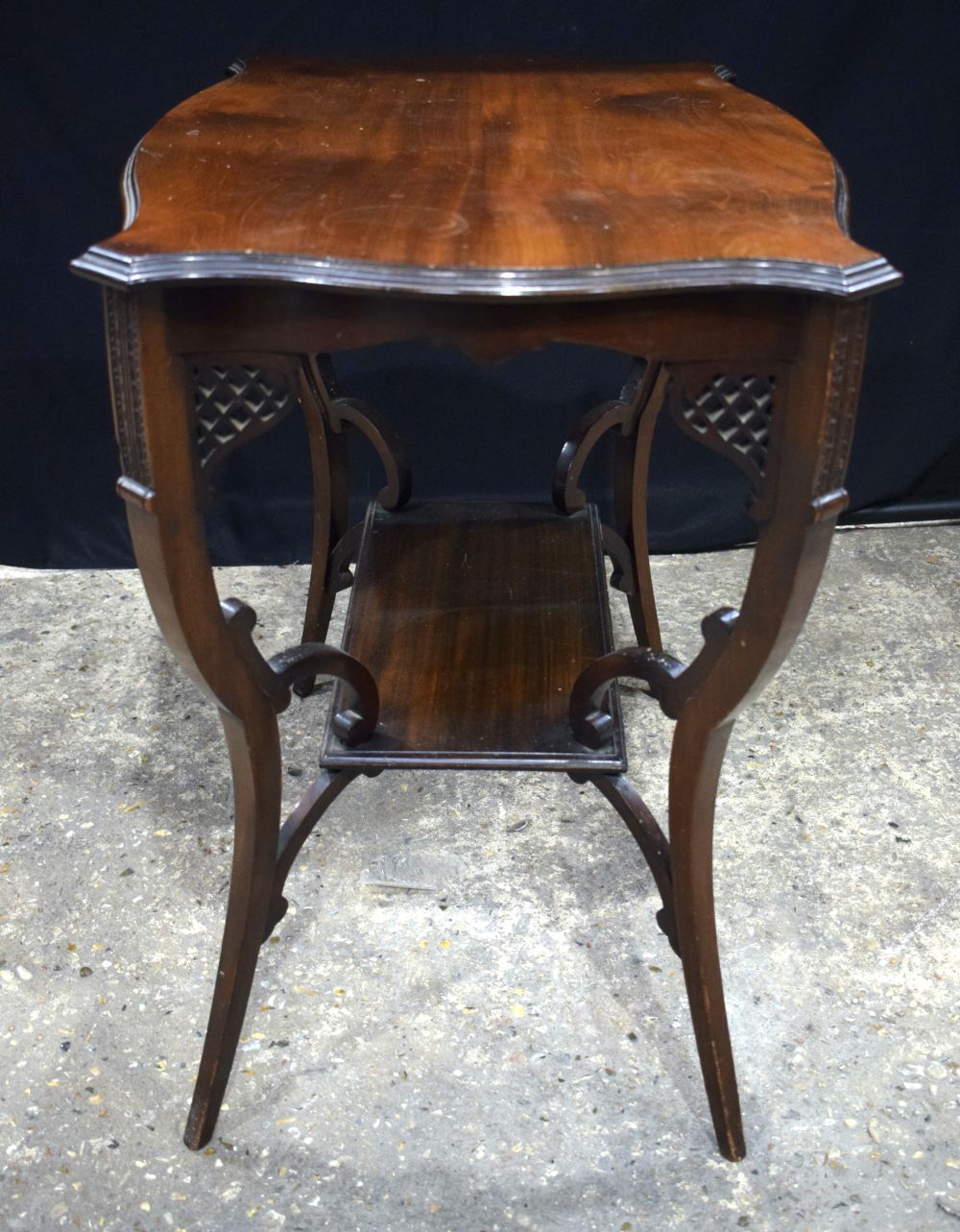 A Mahogany two tier hall table with a William Whitely label to underneath 68 x 70 c - Image 4 of 8