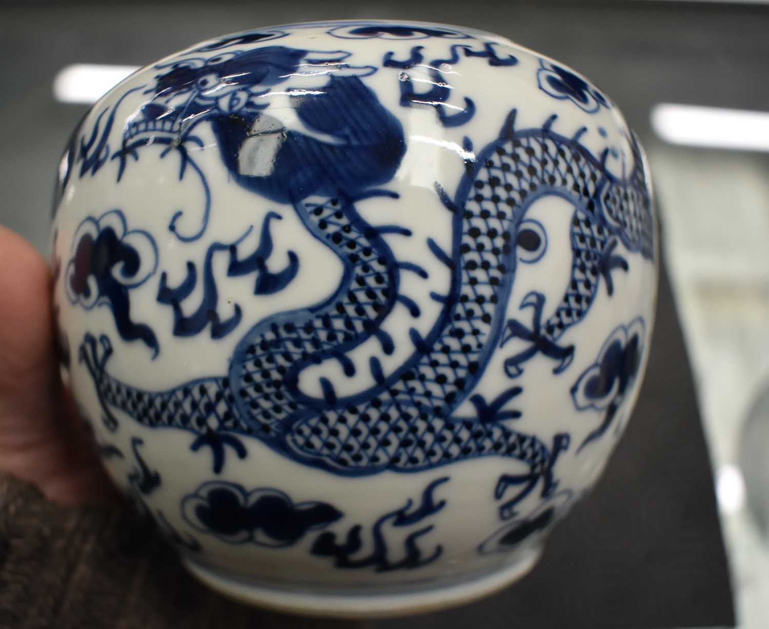A PAIR OF 19TH CENTURY CHINESE BLUE AND WHITE PORCELAIN GLOBULAR CENSERS bearing Kangxi marks to - Image 5 of 18