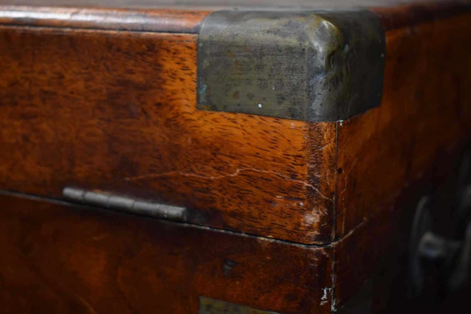 A Campaign metal bound travel trunk together with a Central Asian brass topped wooden stool and a - Image 10 of 24