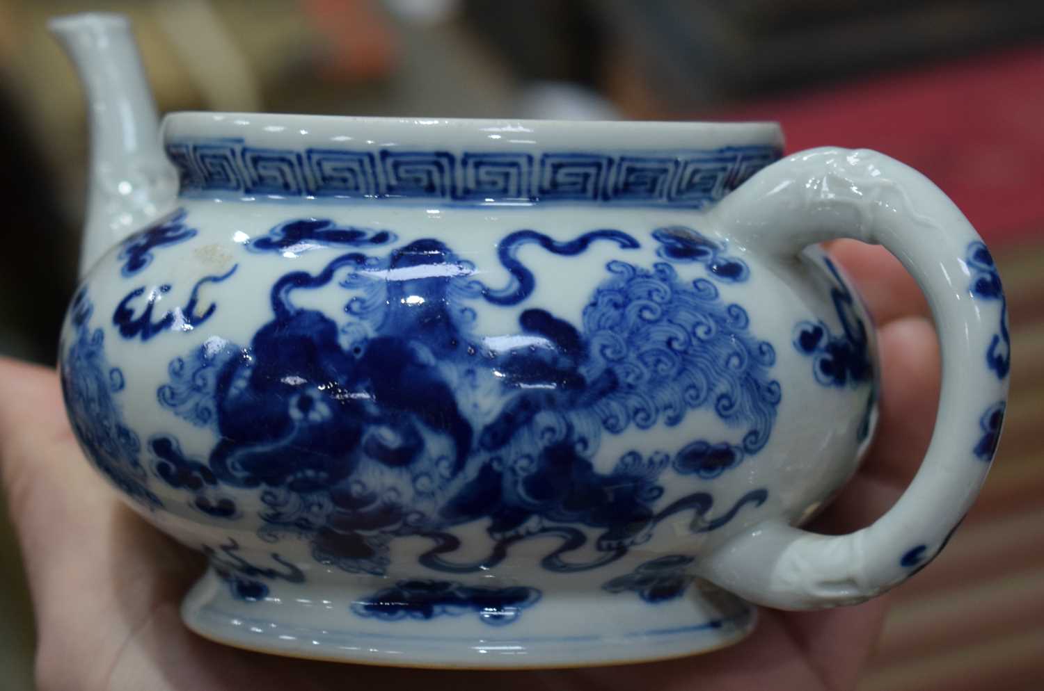 A Chinese porcelain blue and white Tea pot together with a Yixing Teapot 11cm (2). - Image 14 of 22