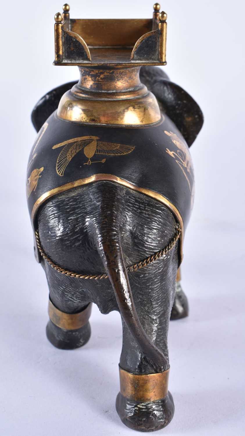 A RARE 19TH CENTURY JAPANESE MEIJI PERIOD EGYPTIAN REVIVAL BRONZE ELEPHANT OKIMONO embellished - Image 4 of 6