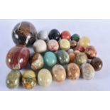 A Collection of Hardstone Eggs in an associated Box. Largest 14.5cm x 9cm (27)