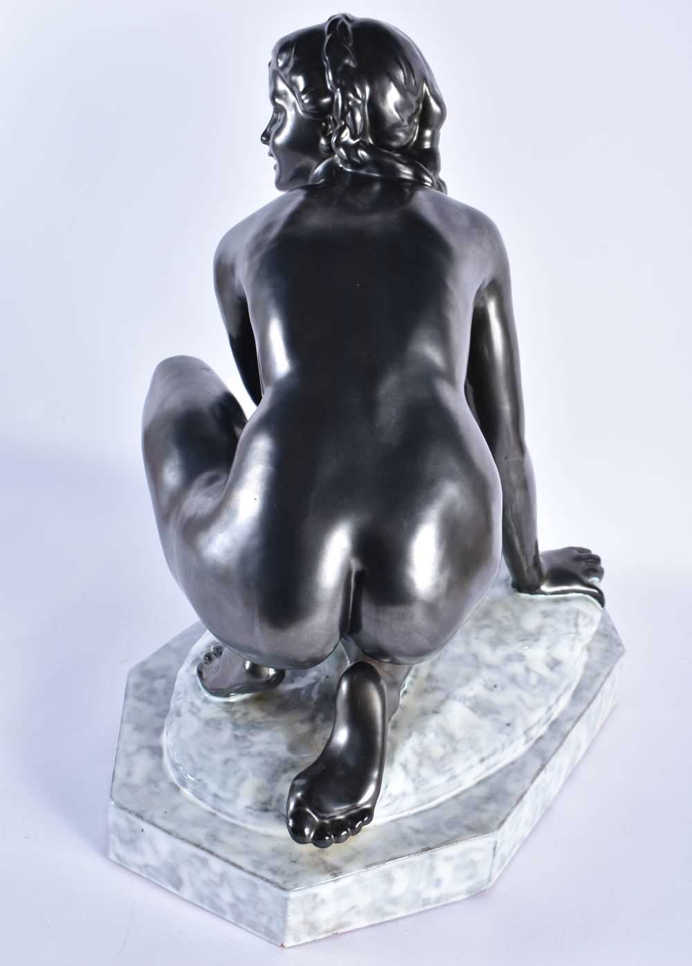 A LARGE 1940S ITALIAN EUROPEAN PAINTED CERAMIC FIGURE OF A NUDE FEMALE modelled upon a marblised - Image 5 of 6