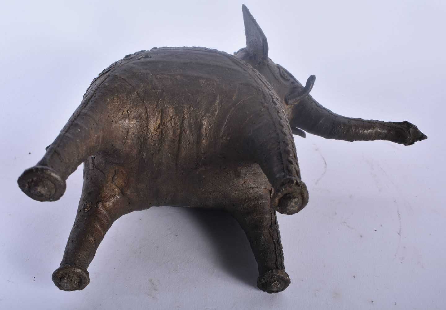 A 19TH CENTURY INDIAN BRONZE FIGURE OF A STANDING ELEPHANT together with two Anglo Indian Antique - Image 5 of 13