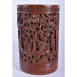 A 19TH CENTURY CHINESE CARVED BAMBOO BRUSH POT BITONG Qing. 12 cm x 7 cm.