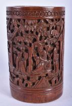 A 19TH CENTURY CHINESE CARVED BAMBOO BRUSH POT BITONG Qing. 12 cm x 7 cm.