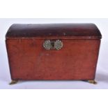 A GEORGE III LEATHER COUNTRY HOUSE CASKET. 27 cm x 16 cm.