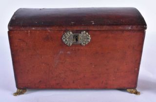 A GEORGE III LEATHER COUNTRY HOUSE CASKET. 27 cm x 16 cm.