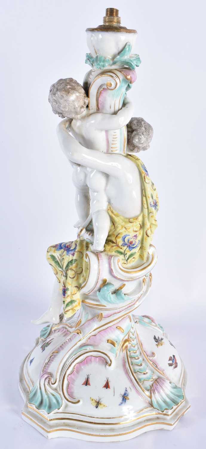 A LARGE 19TH CENTURY GERMAN MEISSEN PORCELAIN FIGURAL CANDLESTICK formed with a female and child. 31 - Image 4 of 6