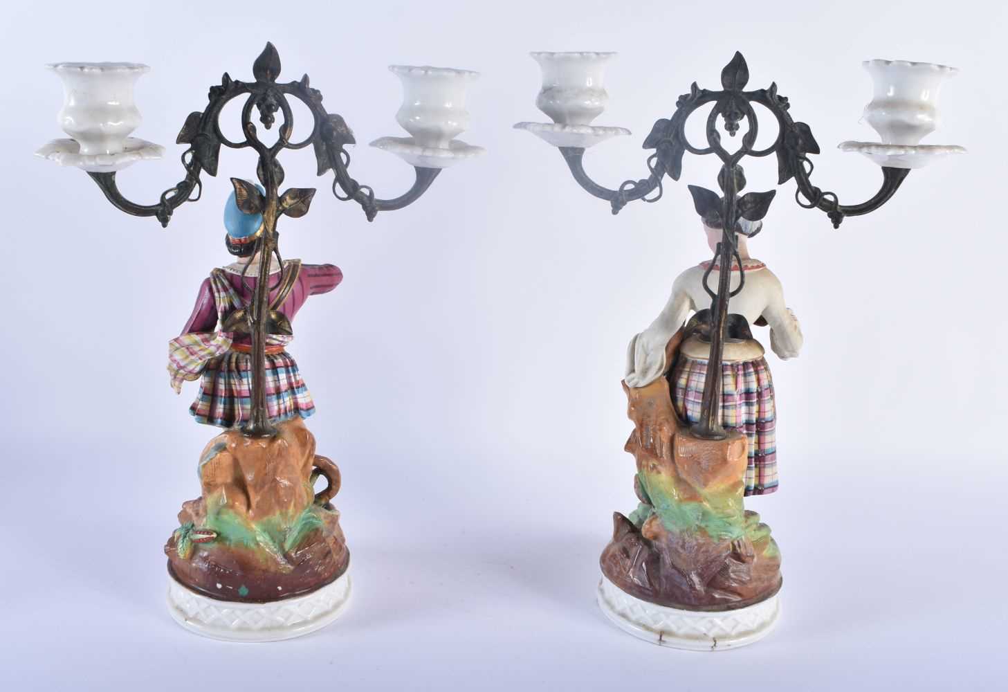 A PAIR OF 19TH CENTURY FRENCH PARIS BISQUE PORCELAIN CANDLESTICKS together with a large 19th century - Image 2 of 11
