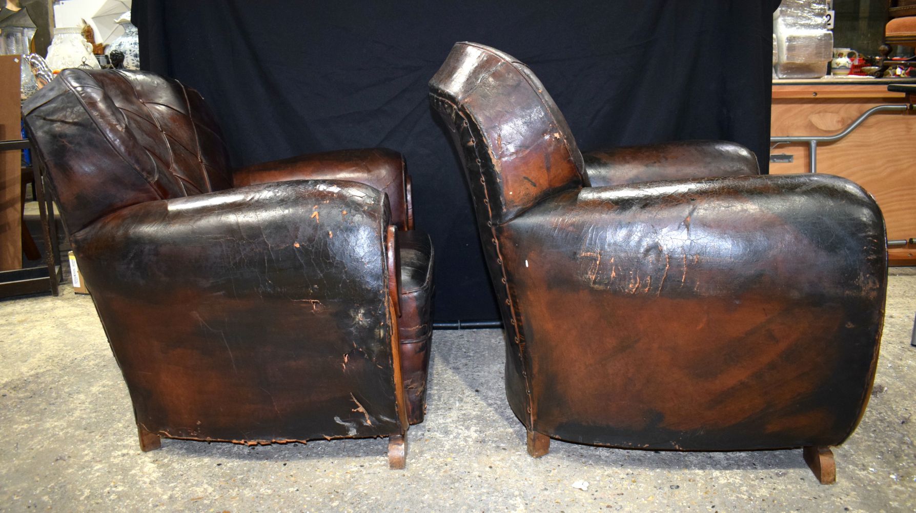 A pair of 1930's Parisian leather club chairs 89 x 93 cm. - Image 2 of 6