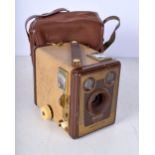 A cased Brownie Six 20 Model F camera 10 x 11.5 x 7.5 cm.
