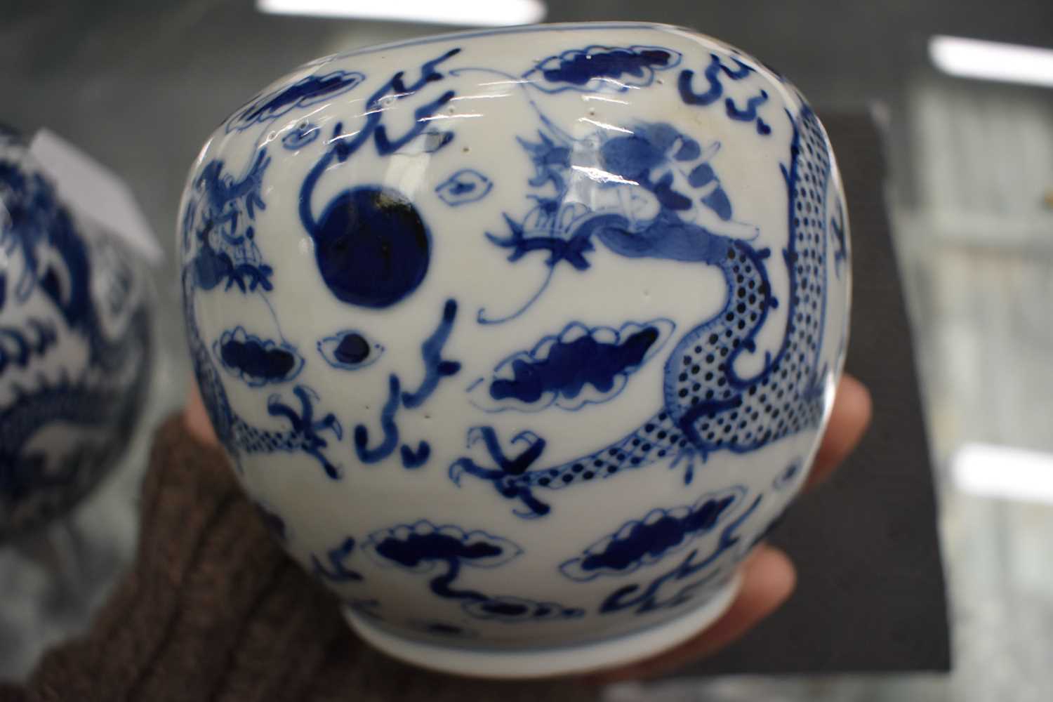 A PAIR OF 19TH CENTURY CHINESE BLUE AND WHITE PORCELAIN GLOBULAR CENSERS bearing Kangxi marks to - Image 14 of 18