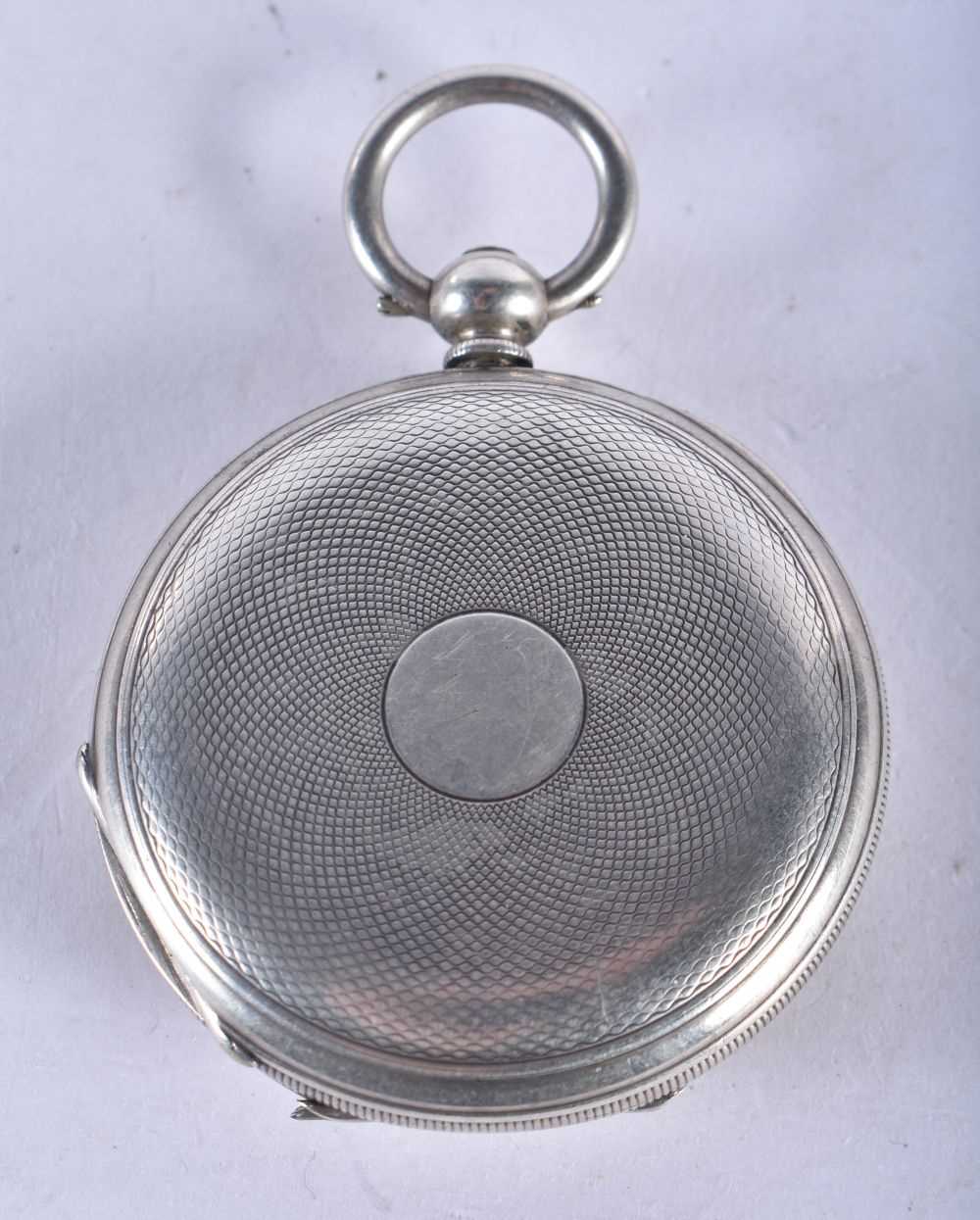 A Fine Silver Cased Half Hunter Pocket Watch. Case Stamped Fine Silver. 4.6 cm diameter, weight 78. - Image 2 of 4