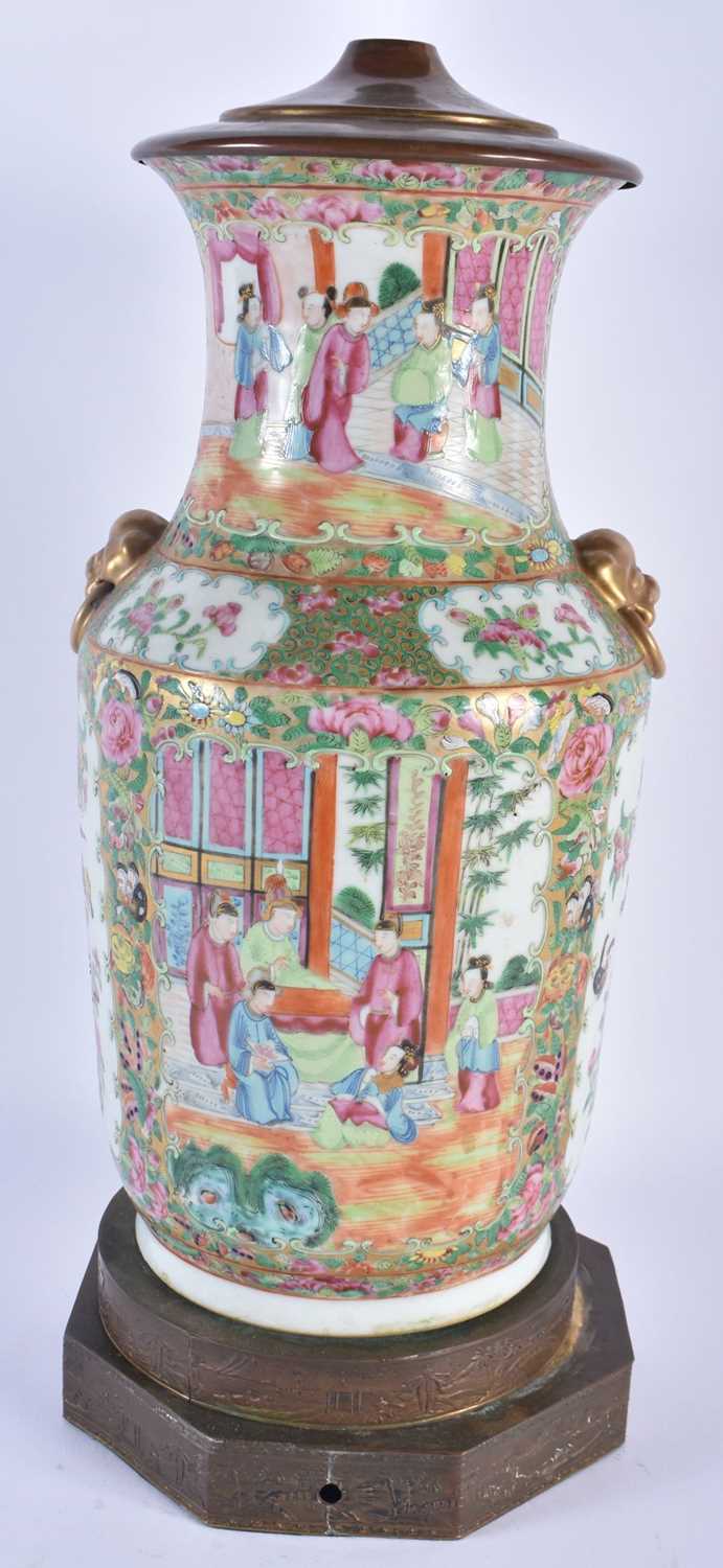 A LARGE 19TH CENTURY CHINESE FAMILLE ROSE PORCELAIN LAMP Qing. 46 cm x 18cm. - Image 3 of 5