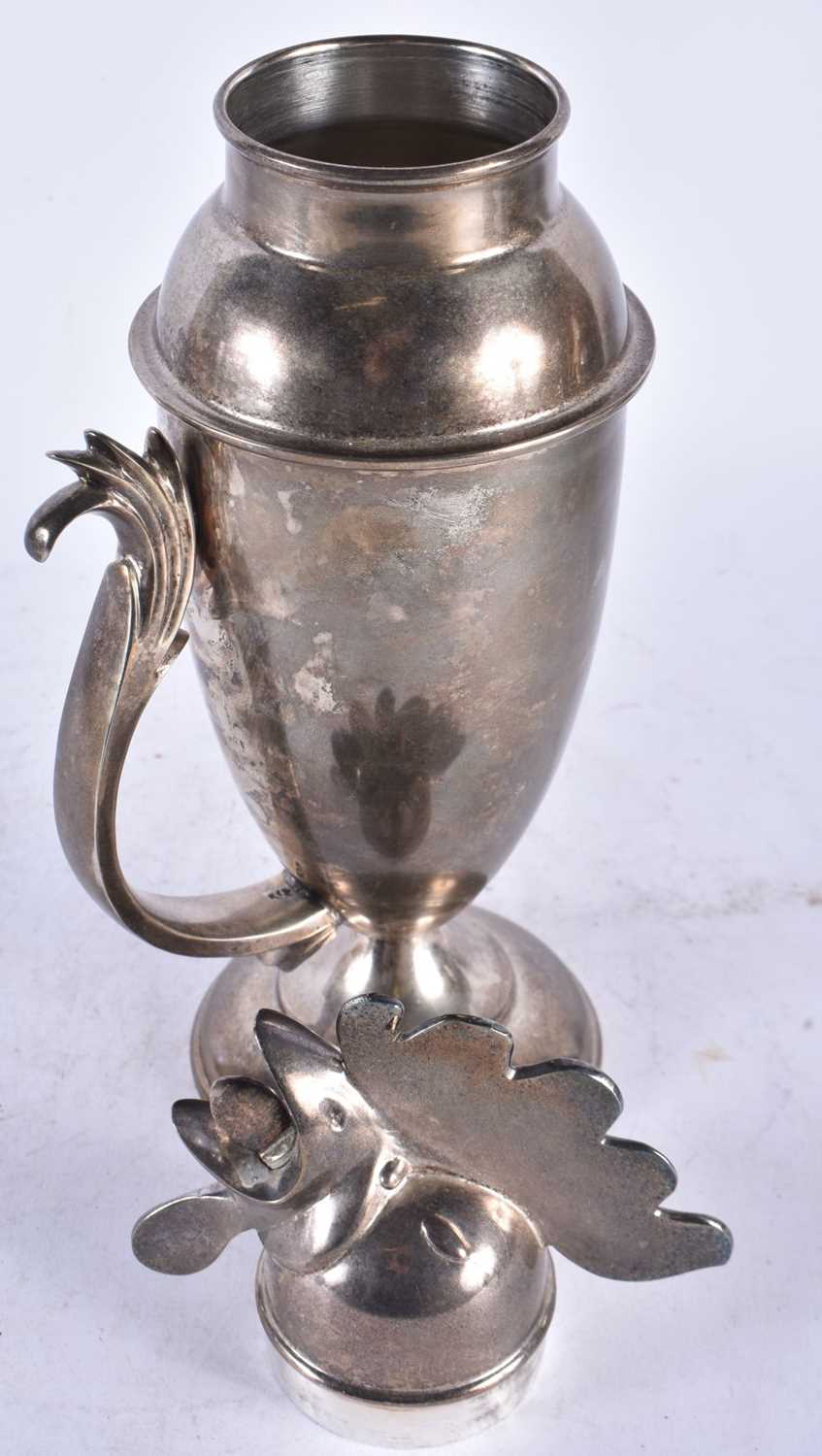 A HEN SILVER PLATED COCKTAIL SHAKER. 33 cm high. - Image 3 of 4