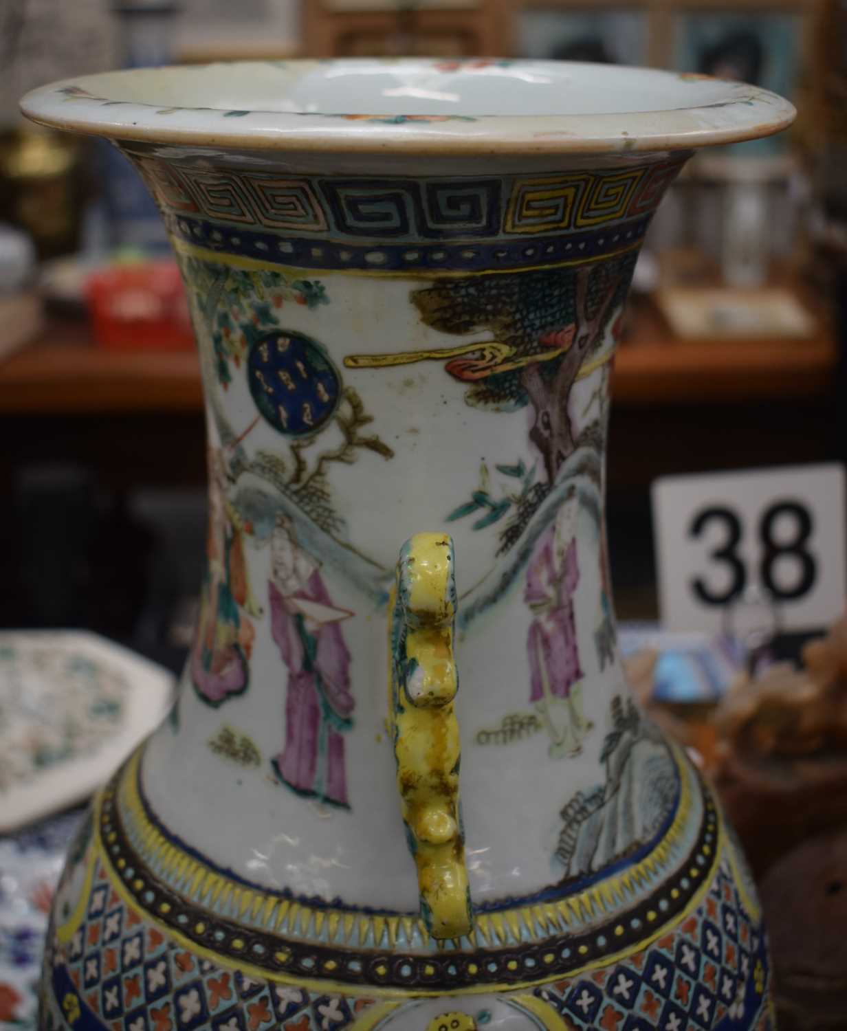 A LARGE 19TH CENTURY CHINESE CANTON FAMILLE ROSE TWIN HANDLED VASE Qing. 57 cm high. - Image 10 of 32