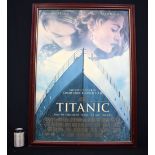 A framed poster on board of the Titanic movie 89 x 63 cm