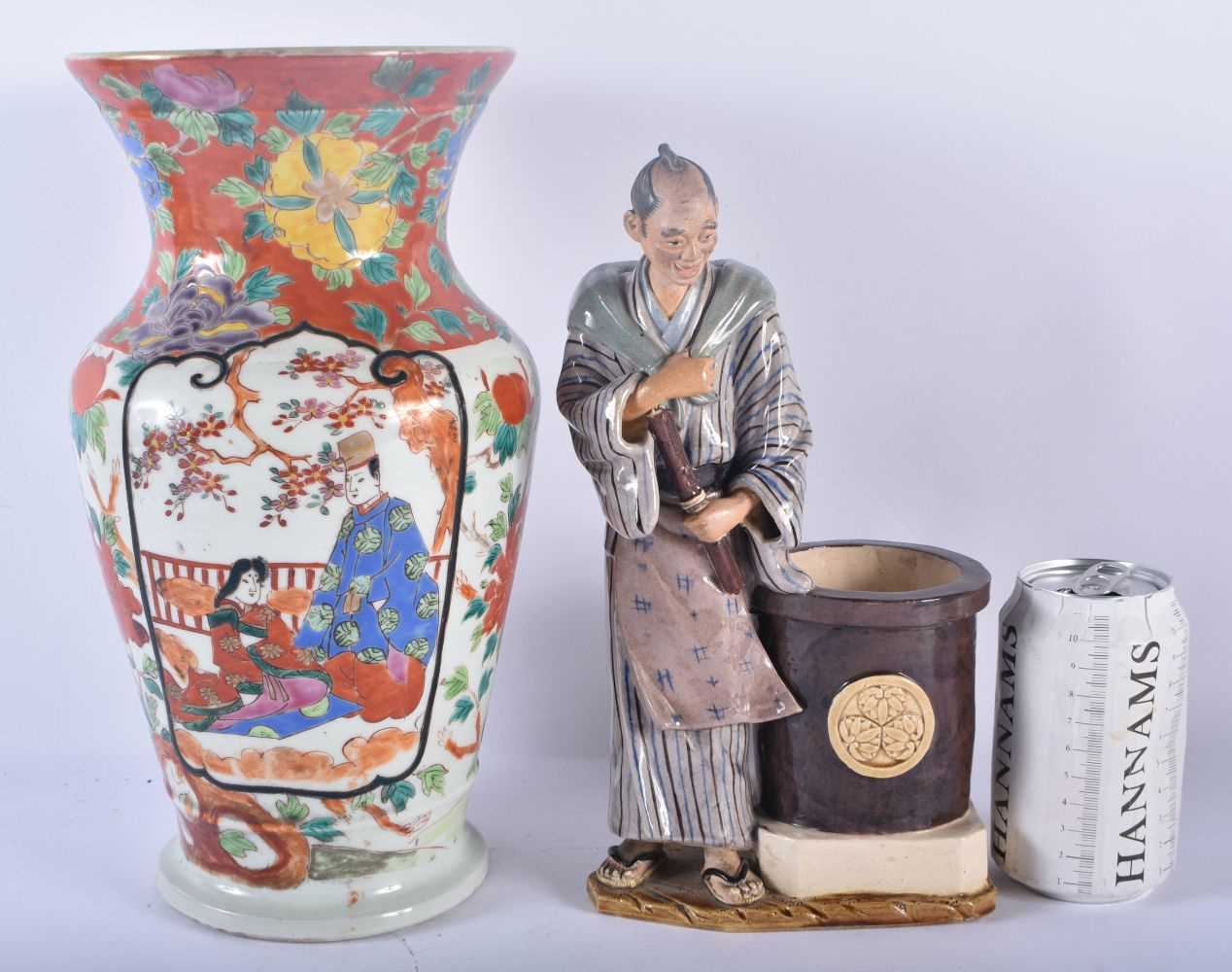 A LARGE 19TH CENTURY JAPANESE MEIJI PERIOD KUTANI PORCELAIN VASE together with a Japanese pottery