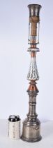 A Qajar Hookah with silver base and mother of pearl decoration 65 cm.