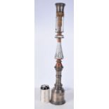 A Qajar Hookah with silver base and mother of pearl decoration 65 cm.