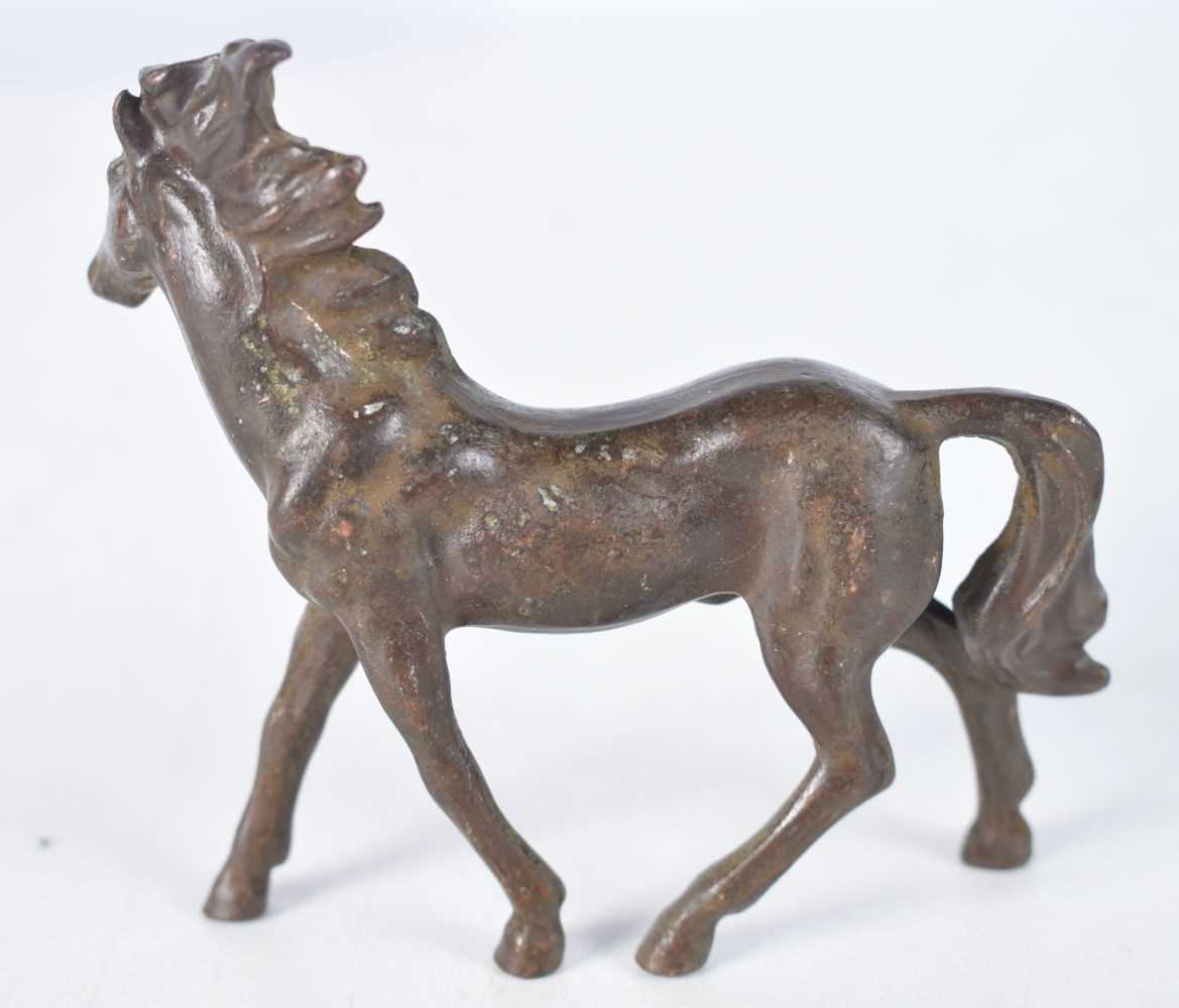 A Japanese Bronze Model of a Horse. 8 cm x 8.5 cm x 2.5 cm, weight 180g - Image 2 of 3