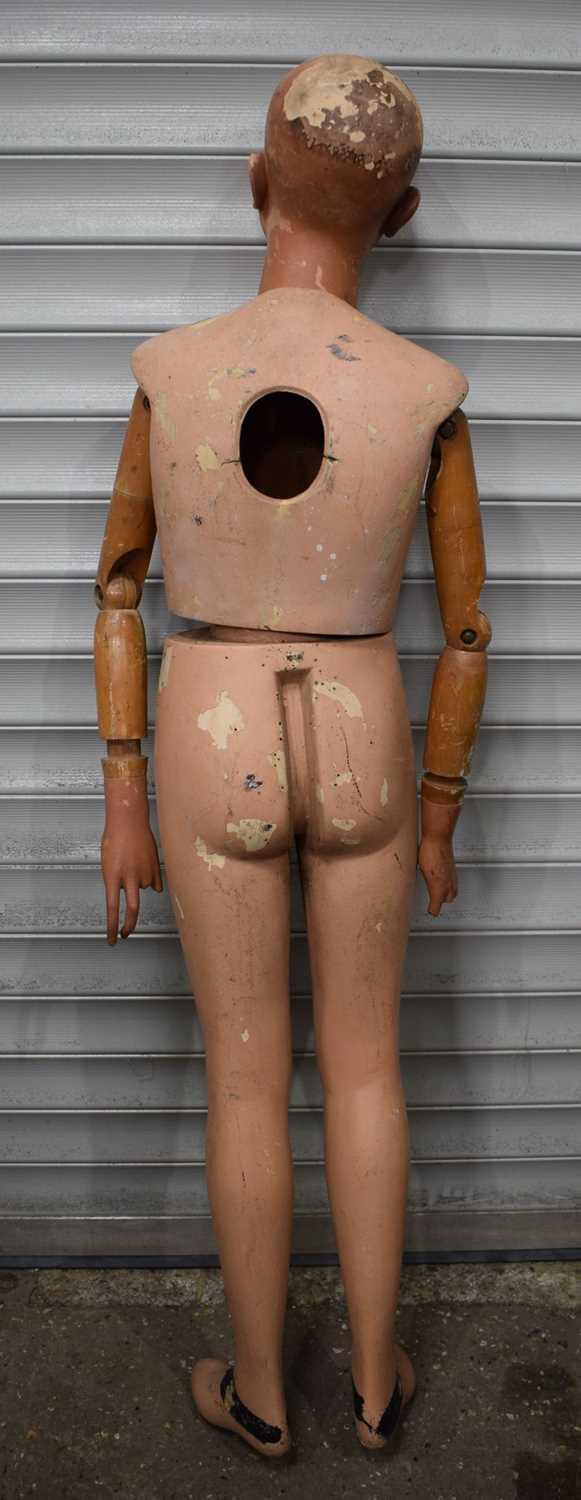 A Vintage wooden and Resin Mannequin with makers name to underneath of head 158 x 42 - Image 4 of 8