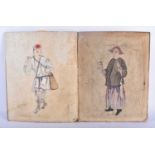 Chinese School (Late 19th Century) Pair, Watercolours, Figures. 27 cm x 24 cm.