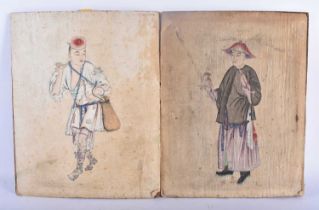 Chinese School (Late 19th Century) Pair, Watercolours, Figures. 27 cm x 24 cm.