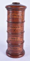 A CARVED TREEN SPICE TOWER. 19 cm high.