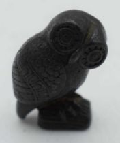 A SMALL ART DECO CONTINENTAL BRONZE OWL. 99 grams. 4 cm x 3 cm.