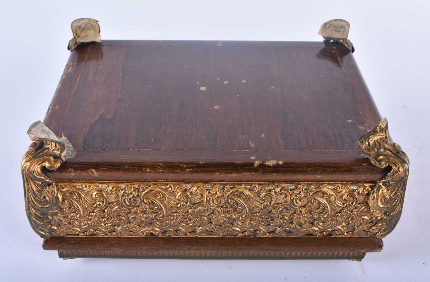 A LARGE EARLY VICTORIAN MAHOGANY DOME TOP BOX together with a French gilt metal repousse casket, - Image 7 of 7