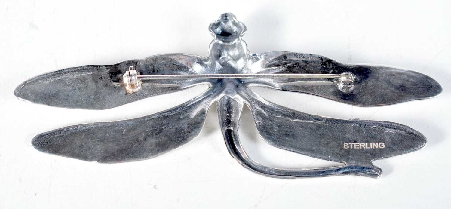 A Silver Dragonfly Brooch. Stamped Sterling, 9.5 cm x 4cm, weight 21.9g - Image 2 of 3