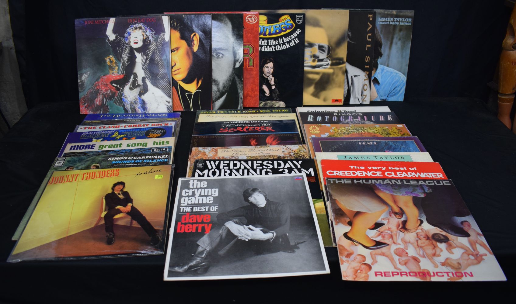A collection of mostly 1970's LP's Neil Young, Joni Mitchell, Joe Cocker,Simon & Garfunkel,