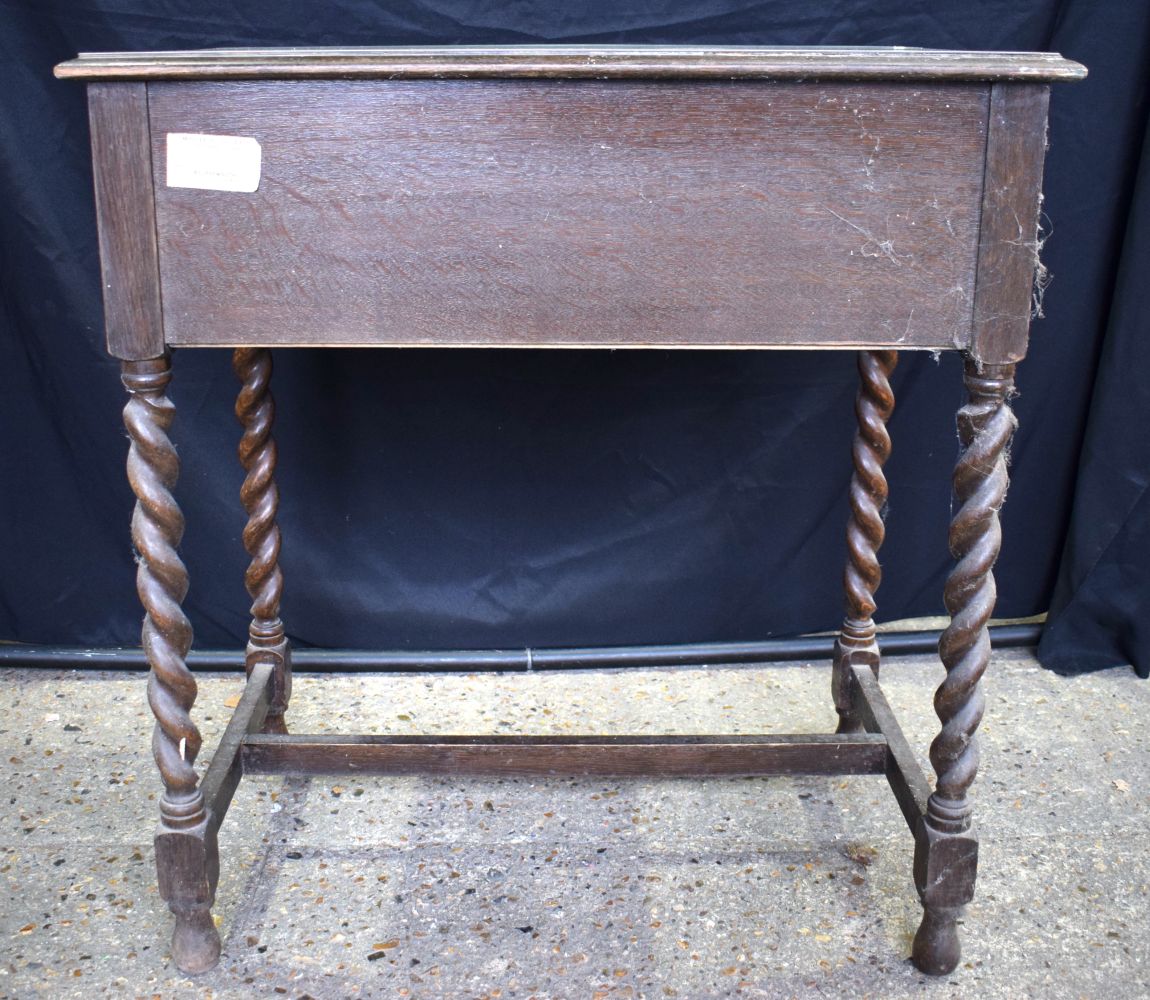 A 19th Century 2 drawer Oak Hall table with Barley twist legs and a Formica top 83 x 78 x 48 cm - Image 12 of 12