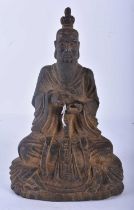 AN 18TH/19TH CENTURY INDIAN TIBETAN NEPALESE BRONZE FIGURE OF A BUDDHA modelled seated with hands