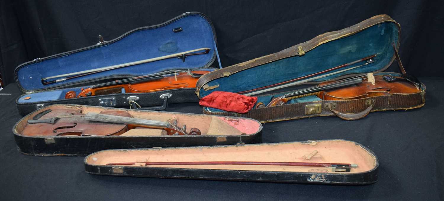 A collection of cased Violins including A Stradivarius copy (3). - Image 2 of 14