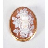 A Victorian 18 Carat Gold Mounted Cameo Brooch. Stamped 750. 3.7cm x 2.9cm, weight 6.2g