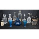 A collection of glass decanters,glasses, art glass, jug, ice bucket etc (largest 30 cm 10)