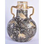 AN UNUSUAL ANTIQUE SECESSIONIST TYPE ENAMELLED AUSTRIAN GLASS VASE painted with birds amongst