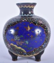 A 19TH CENTURY JAPANESE MEIJI PERIOD CLOISONNE ENAMEL VASES decorated with dragons and foliage. 14